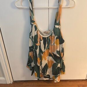 Anthropologie Blue and Orange Asymmetrical Tank Top